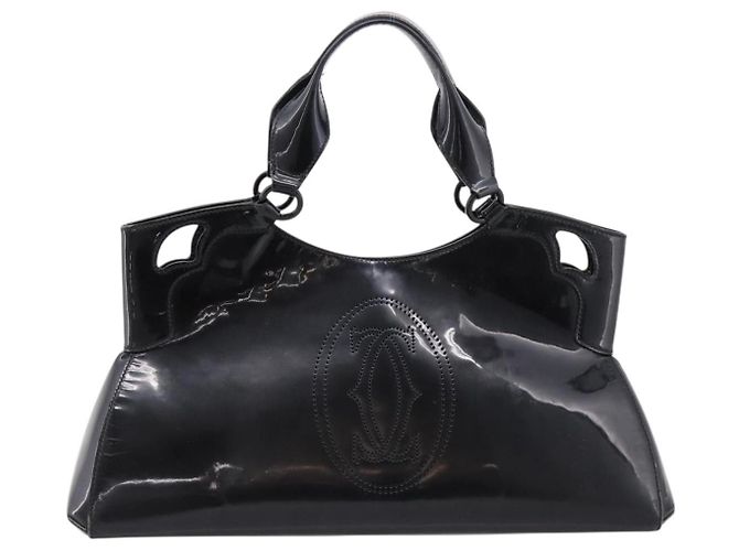 Borsa CARTIER Marcello de Cartier SM Vernice Nera Argento Auth bs37151 Nero - vista 2