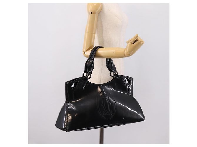 Borsa CARTIER Marcello de Cartier SM Vernice Nera Argento Auth bs37151 Nero - vista 26