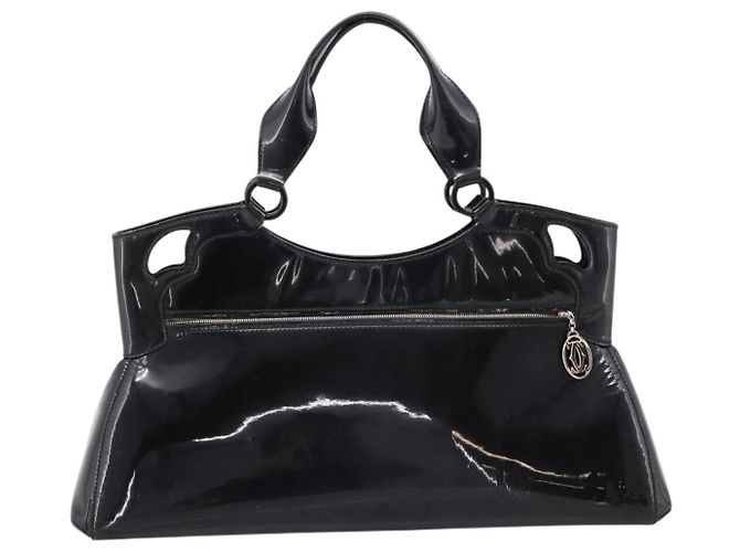 Borsa CARTIER Marcello de Cartier SM Vernice Nera Argento Auth bs37151 Nero - vista 3