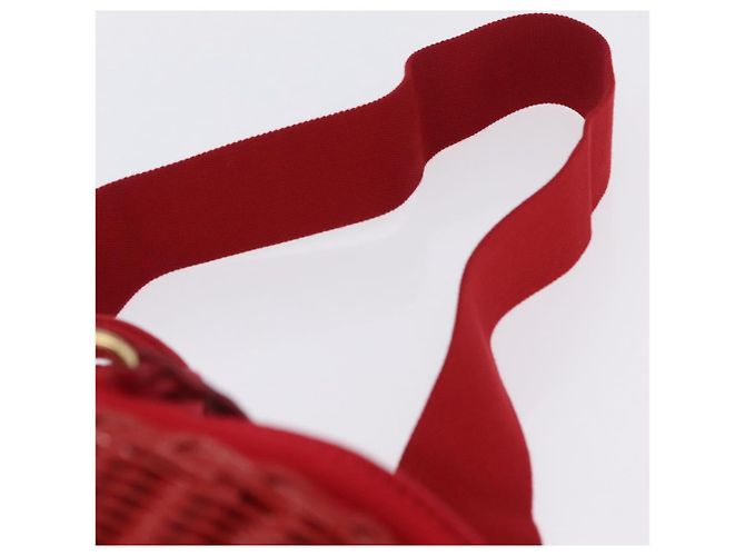 Borsa a mano PRADA in vimini e rattan 2way Rosso Oro Auth LN124SAM D'oro - vista 15