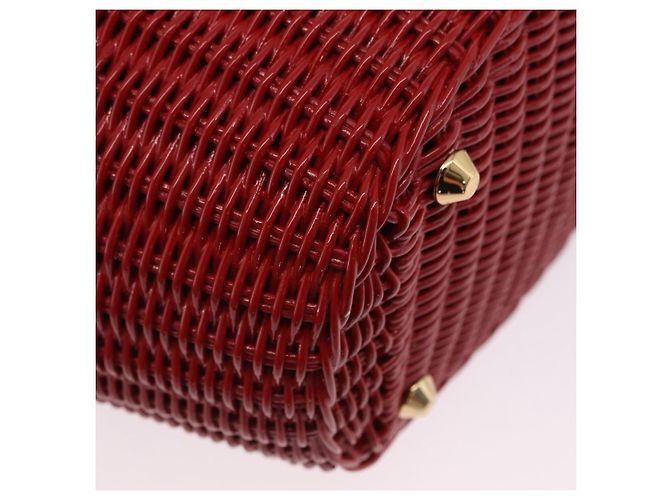 Borsa a mano PRADA in vimini e rattan 2way Rosso Oro Auth LN124SAM D'oro - vista 19