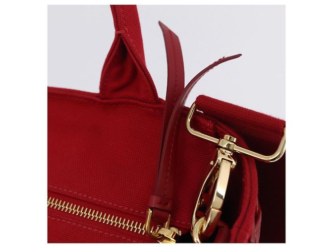 Borsa a mano PRADA in vimini e rattan 2way Rosso Oro Auth LN124SAM D'oro - vista 23