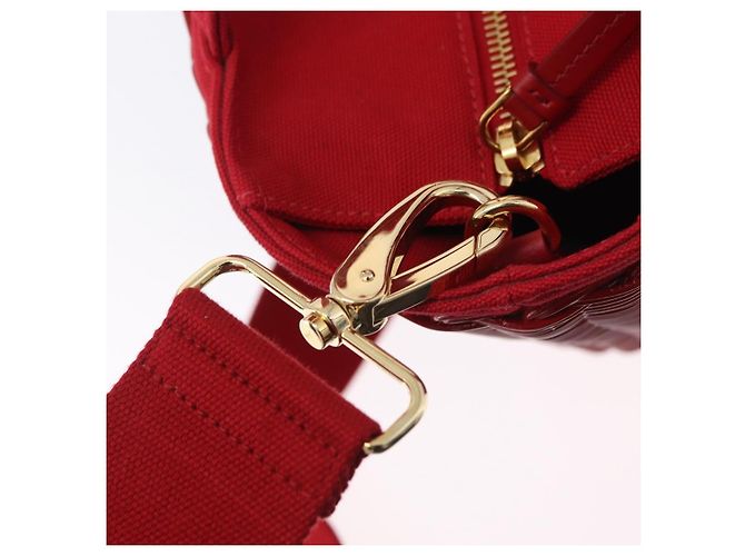 Borsa a mano PRADA in vimini e rattan 2way Rosso Oro Auth LN124SAM D'oro - vista 24