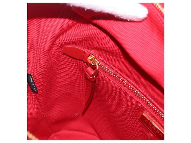 Borsa a mano PRADA in vimini e rattan 2way Rosso Oro Auth LN124SAM D'oro - vista 28