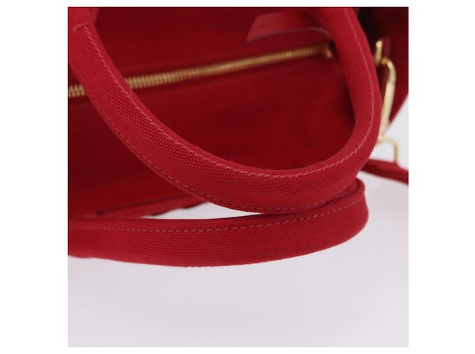 Borsa a mano PRADA in vimini e rattan 2way Rosso Oro Auth LN124SAM D'oro - vista 7