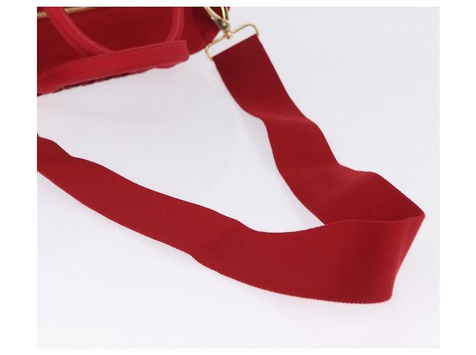 Borsa a mano PRADA in vimini e rattan 2way Rosso Oro Auth LN124SAM D'oro - vista 8