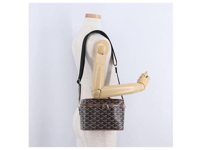 GOYARD Herringbone Vanity Muse Handtasche PVC 2way Schwarz Silber Auth 203159SM - Ansicht 28