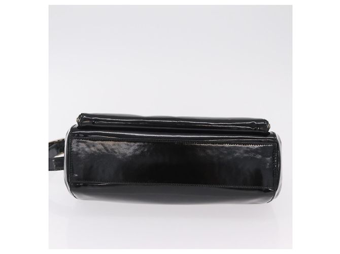 Borsa a tracolla GUCCI in pelle verniciata Nero Argento 001 2113 1677 Auth ka6380 - vista 11