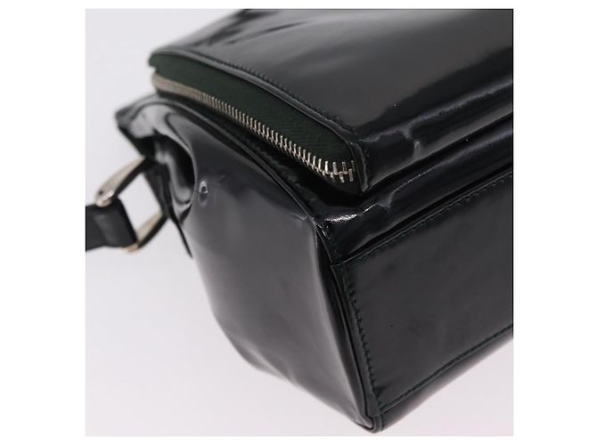 Borsa a tracolla GUCCI in pelle verniciata Nero Argento 001 2113 1677 Auth ka6380 - vista 12