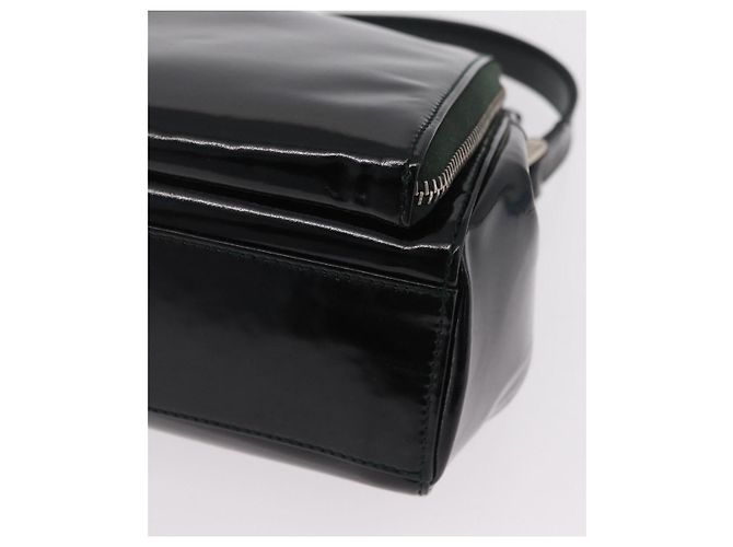 Borsa a tracolla GUCCI in pelle verniciata Nero Argento 001 2113 1677 Auth ka6380 - vista 13
