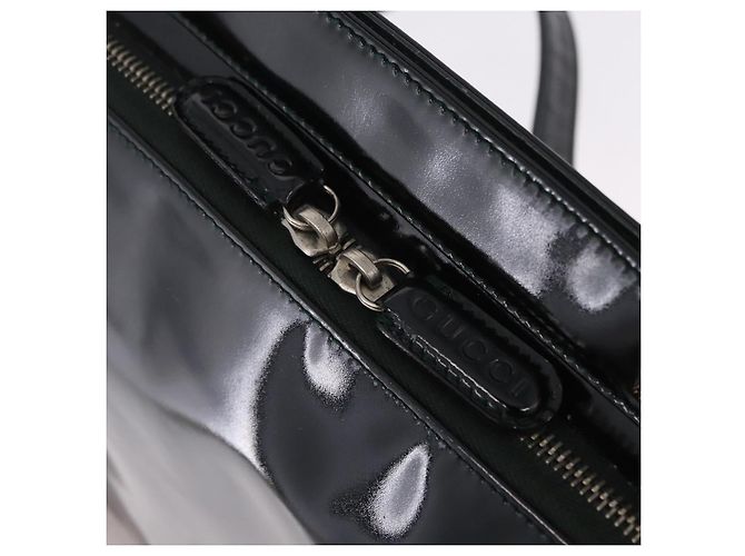 Borsa a tracolla GUCCI in pelle verniciata Nero Argento 001 2113 1677 Auth ka6380 - vista 19