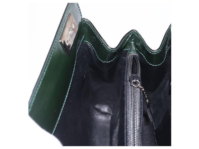 Borsa a tracolla GUCCI in pelle verniciata Nero Argento 001 2113 1677 Auth ka6380 - vista 25