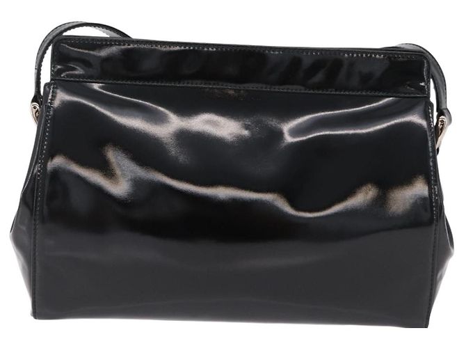 Borsa a tracolla GUCCI in pelle verniciata Nero Argento 001 2113 1677 Auth ka6380 - vista 3