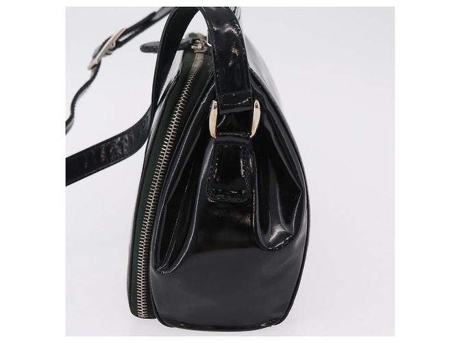Borsa a tracolla GUCCI in pelle verniciata Nero Argento 001 2113 1677 Auth ka6380 - vista 4