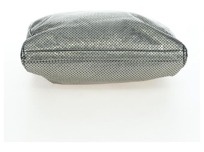 Borsa a tracolla con catena CHANEL 2.55 in pelle traforata Verde Argento CC Auth bs37393V D'oro - vista 10