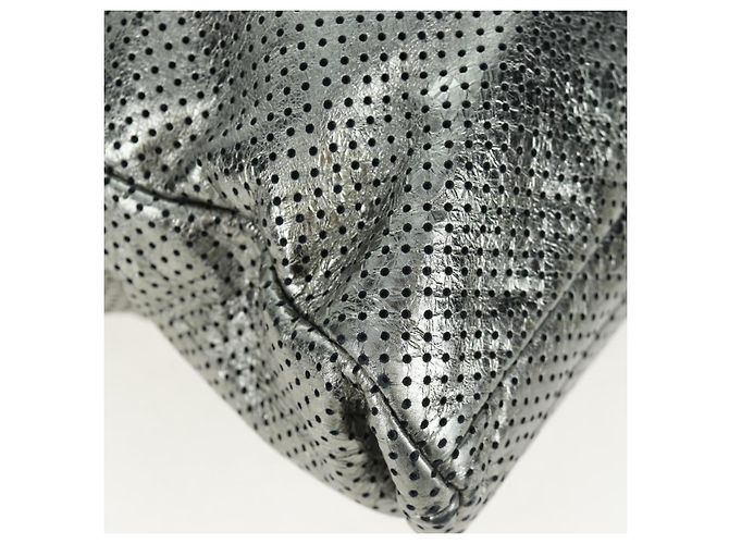 Borsa a tracolla con catena CHANEL 2.55 in pelle traforata Verde Argento CC Auth bs37393V D'oro - vista 11