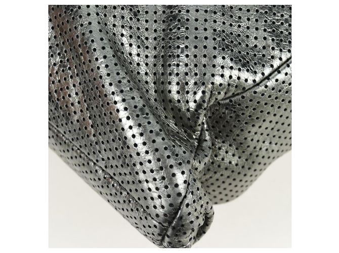 Borsa a tracolla con catena CHANEL 2.55 in pelle traforata Verde Argento CC Auth bs37393V D'oro - vista 12