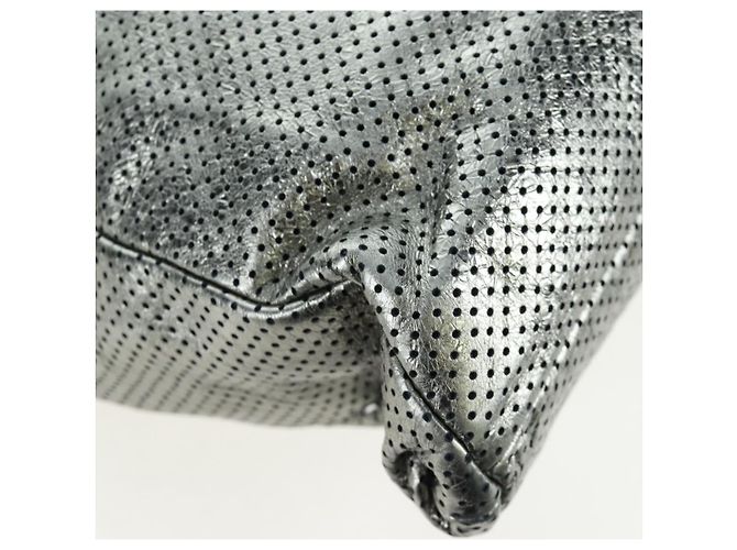 Borsa a tracolla con catena CHANEL 2.55 in pelle traforata Verde Argento CC Auth bs37393V D'oro - vista 13