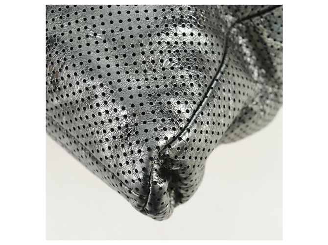Borsa a tracolla con catena CHANEL 2.55 in pelle traforata Verde Argento CC Auth bs37393V D'oro - vista 14