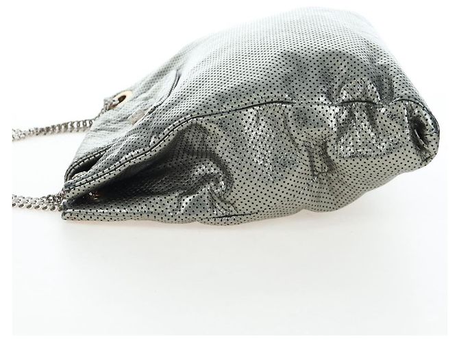 Borsa a tracolla con catena CHANEL 2.55 in pelle traforata Verde Argento CC Auth bs37393V D'oro - vista 4
