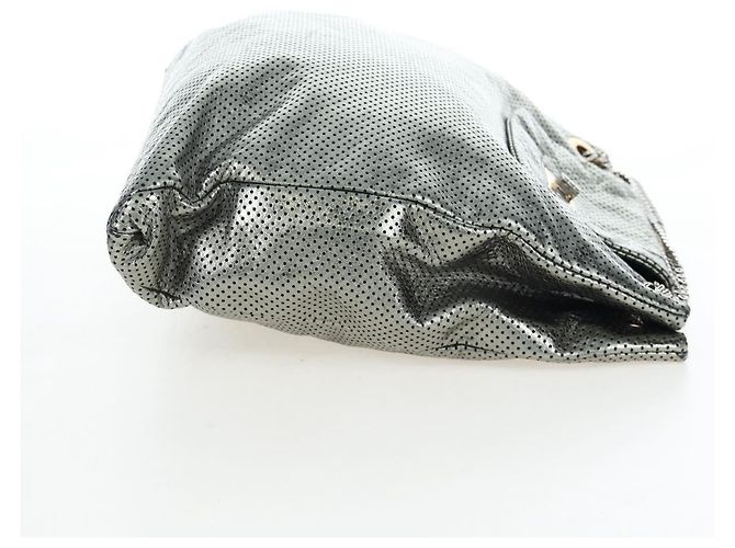 Borsa a tracolla con catena CHANEL 2.55 in pelle traforata Verde Argento CC Auth bs37393V D'oro - vista 5