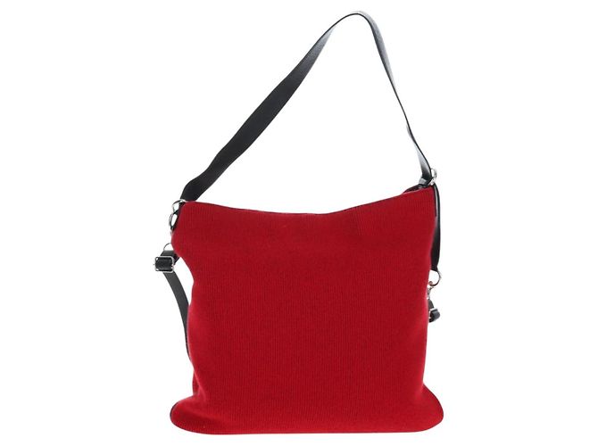 Céline Borsa a spalla CELINE in tessuti lavorati a maglia Rosso Argento Auth 203021V - vista 2