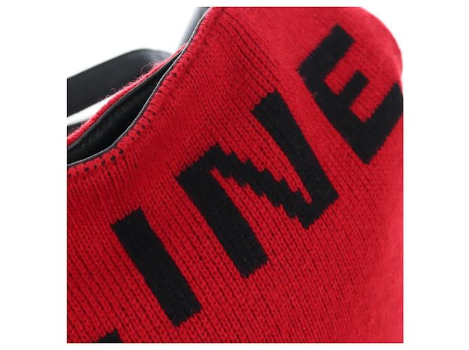 Céline Borsa a spalla CELINE in tessuti lavorati a maglia Rosso Argento Auth 203021V - vista 21
