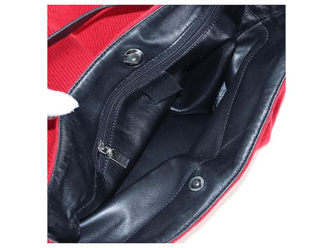 Céline Borsa a spalla CELINE in tessuti lavorati a maglia Rosso Argento Auth 203021V - vista 25