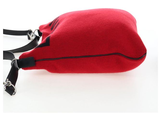 Céline Borsa a spalla CELINE in tessuti lavorati a maglia Rosso Argento Auth 203021V - vista 3