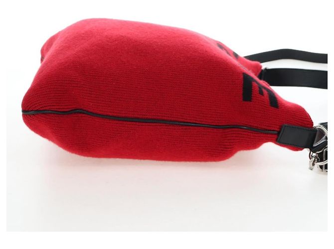 Céline Borsa a spalla CELINE in tessuti lavorati a maglia Rosso Argento Auth 203021V - vista 4