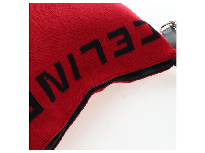 Céline Borsa a spalla CELINE in tessuti lavorati a maglia Rosso Argento Auth 203021V - vista 6