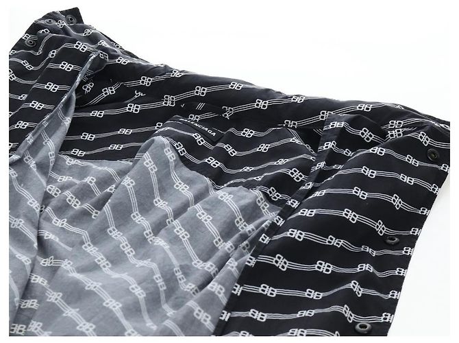 Camicia a maniche corte BALENCIAGA in cotone 39 Nero Auth 203728M - vista 14