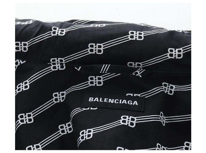 Camicia a maniche corte BALENCIAGA in cotone 39 Nero Auth 203728M - vista 16