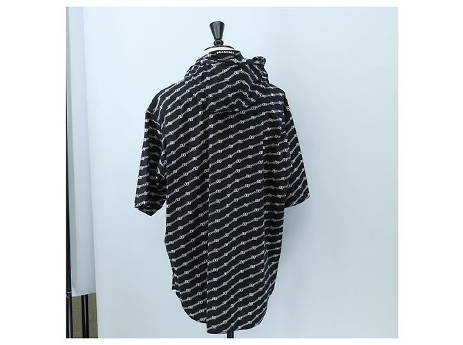 Camicia a maniche corte BALENCIAGA in cotone 39 Nero Auth 203728M - vista 9