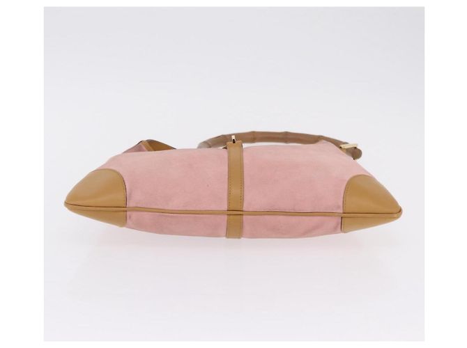 Bolsa de Ombro GUCCI Bamboo Jackie Suede Pink Gold 001 4060 Auth 206044A Rosa Dourado - vista 11