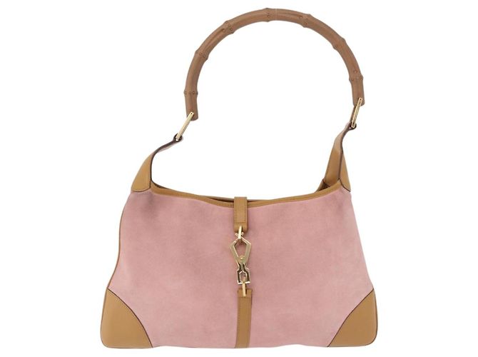 Bolsa de Ombro GUCCI Bamboo Jackie Suede Pink Gold 001 4060 Auth 206044A Rosa Dourado - vista 2