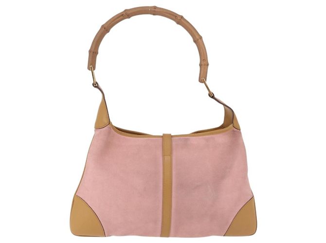 Bolsa de Ombro GUCCI Bamboo Jackie Suede Pink Gold 001 4060 Auth 206044A Rosa Dourado - vista 3