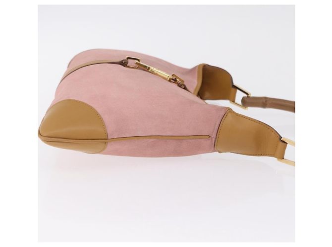 Bolsa de Ombro GUCCI Bamboo Jackie Suede Pink Gold 001 4060 Auth 206044A Rosa Dourado - vista 5
