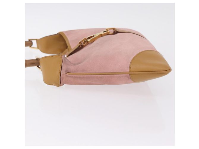 Bolsa de Ombro GUCCI Bamboo Jackie Suede Pink Gold 001 4060 Auth 206044A Rosa Dourado - vista 6