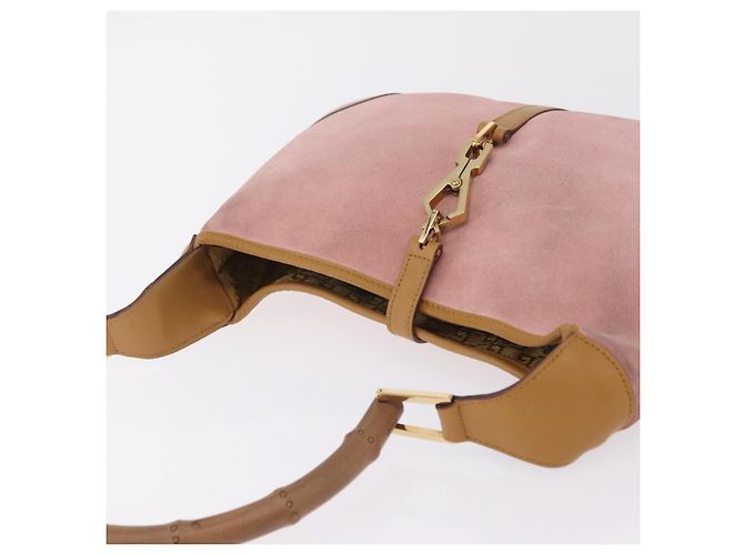 Bolsa de Ombro GUCCI Bamboo Jackie Suede Pink Gold 001 4060 Auth 206044A Rosa Dourado - vista 7