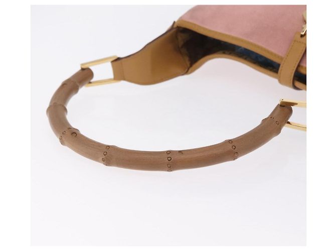 Bolsa de Ombro GUCCI Bamboo Jackie Suede Pink Gold 001 4060 Auth 206044A Rosa Dourado - vista 8