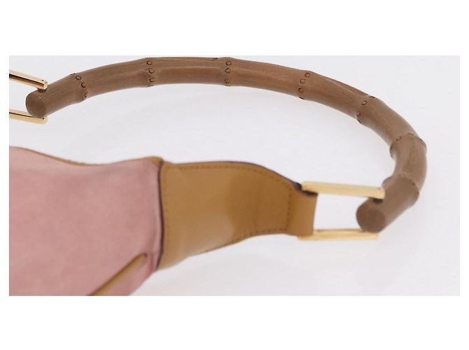 Bolsa de Ombro GUCCI Bamboo Jackie Suede Pink Gold 001 4060 Auth 206044A Rosa Dourado - vista 9