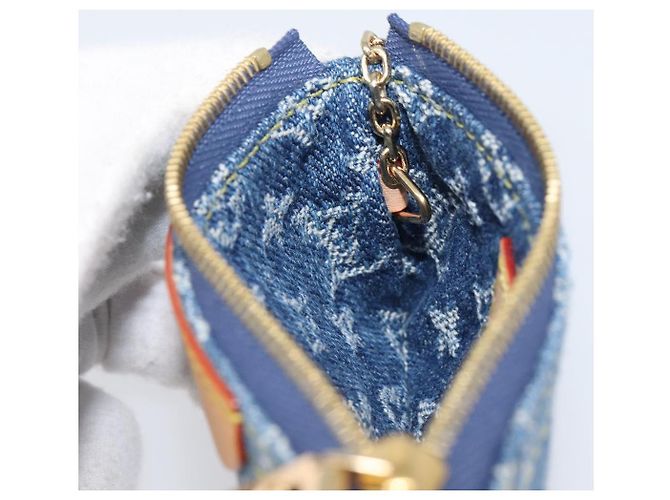 LOUIS VUITTON Monogram Denim Pochette Cles Coin Purse Blue M82961 Auth mr2995V Azul Monograma - vista 19