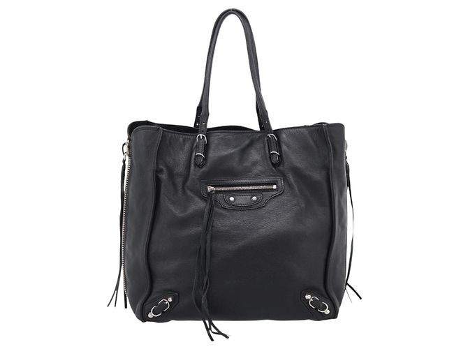 Borsa a mano Balenciaga Mini Paper A4 in pelle nera e argento 357330 Auth mr2968A Nero - vista 13