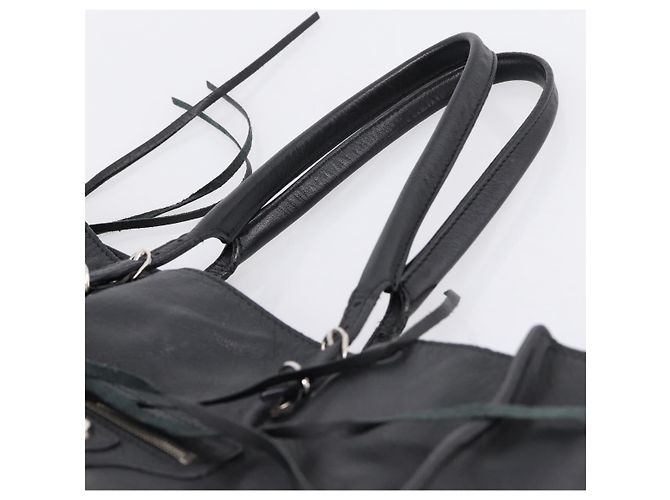 Borsa a mano Balenciaga Mini Paper A4 in pelle nera e argento 357330 Auth mr2968A Nero - vista 14