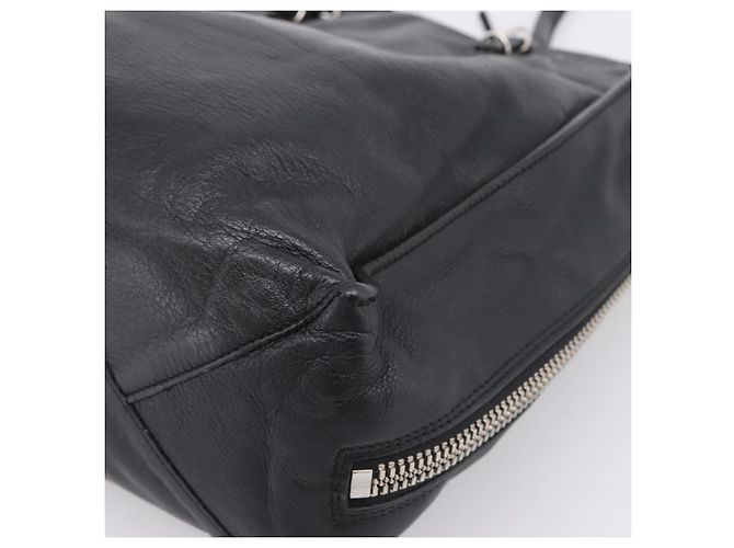 Borsa a mano Balenciaga Mini Paper A4 in pelle nera e argento 357330 Auth mr2968A Nero - vista 16