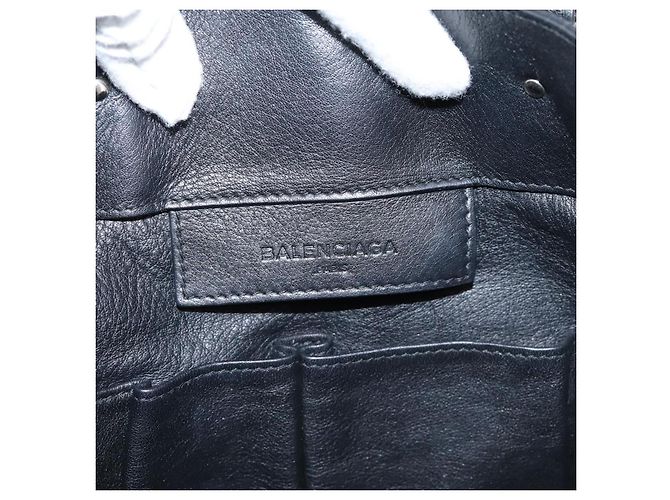 Borsa a mano Balenciaga Mini Paper A4 in pelle nera e argento 357330 Auth mr2968A Nero - vista 19