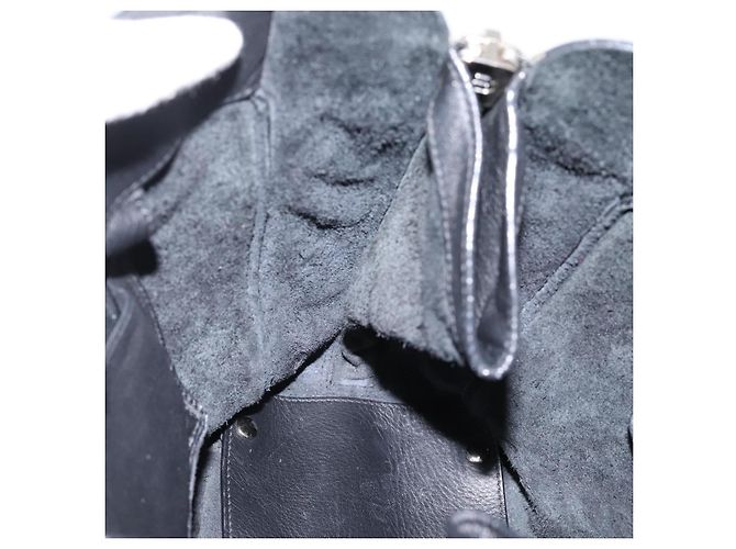 Borsa a mano Balenciaga Mini Paper A4 in pelle nera e argento 357330 Auth mr2968A Nero - vista 21