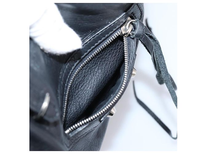 Borsa a mano Balenciaga Mini Paper A4 in pelle nera e argento 357330 Auth mr2968A Nero - vista 22