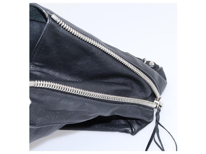 Borsa a mano Balenciaga Mini Paper A4 in pelle nera e argento 357330 Auth mr2968A Nero - vista 23